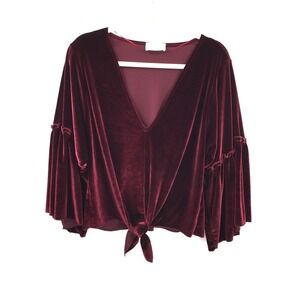 Lavender Field velour velvet witchy whimsigoth bell sleeve blouse maroon boho M
